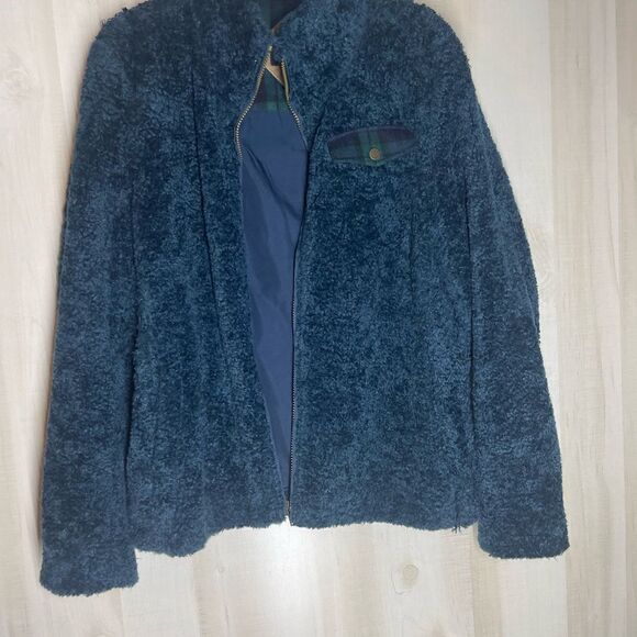 Pendleton blue fleece jacket long sleev with plaid inside, size XL - Picture 3 of 16